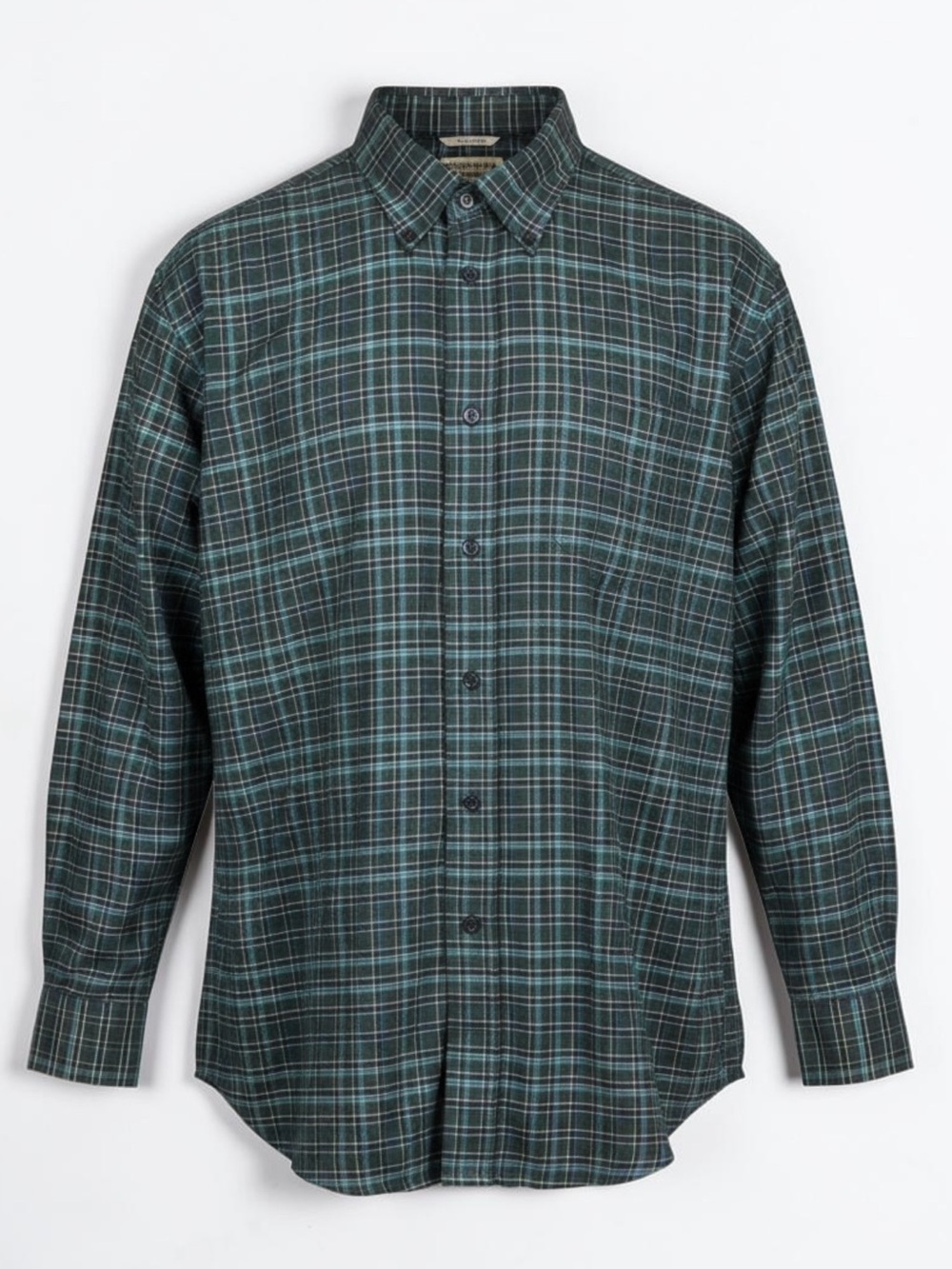 St. John's Bay Dark Green and Turquoise Blue Plaid Button-Down Shirt